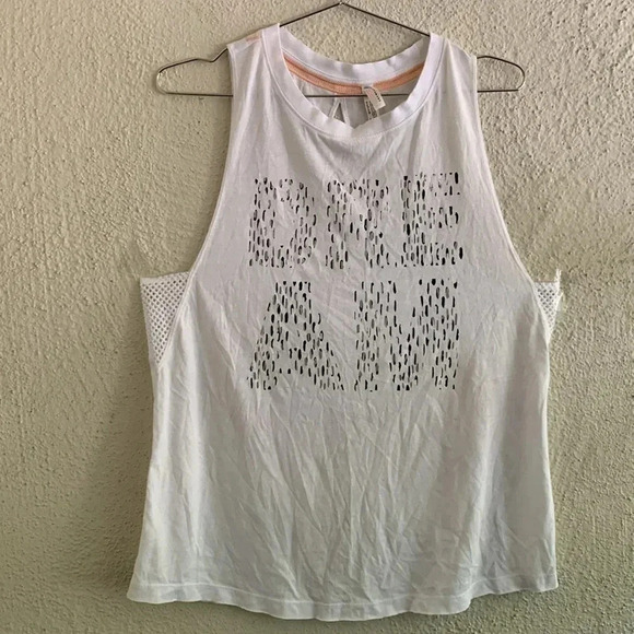 Free People Movement Womens S White Sleeveless Cut Out Split back Dream Tank Top - Picture 2 of 8